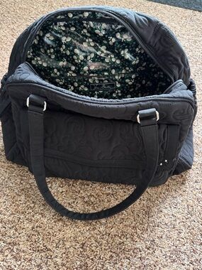 Vera Bradley Black Quilted Diaper Bag with Printed Interior